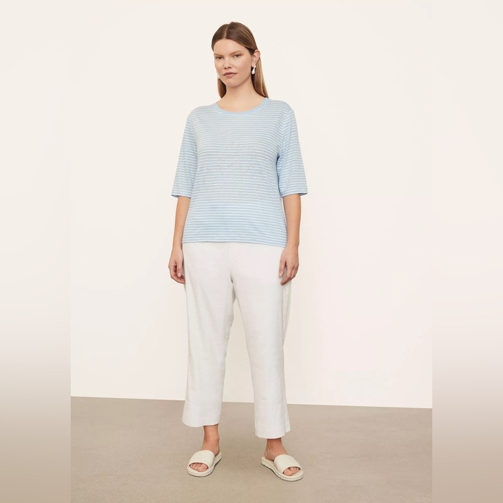 Vince Linen Light Blue Striped Top
